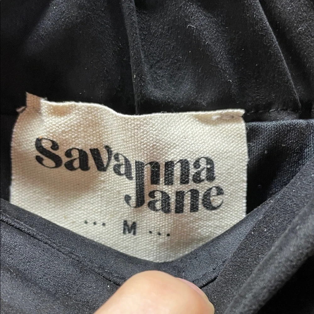 Savanna Jane Black Mini Skirt with White Floral Embroidery
